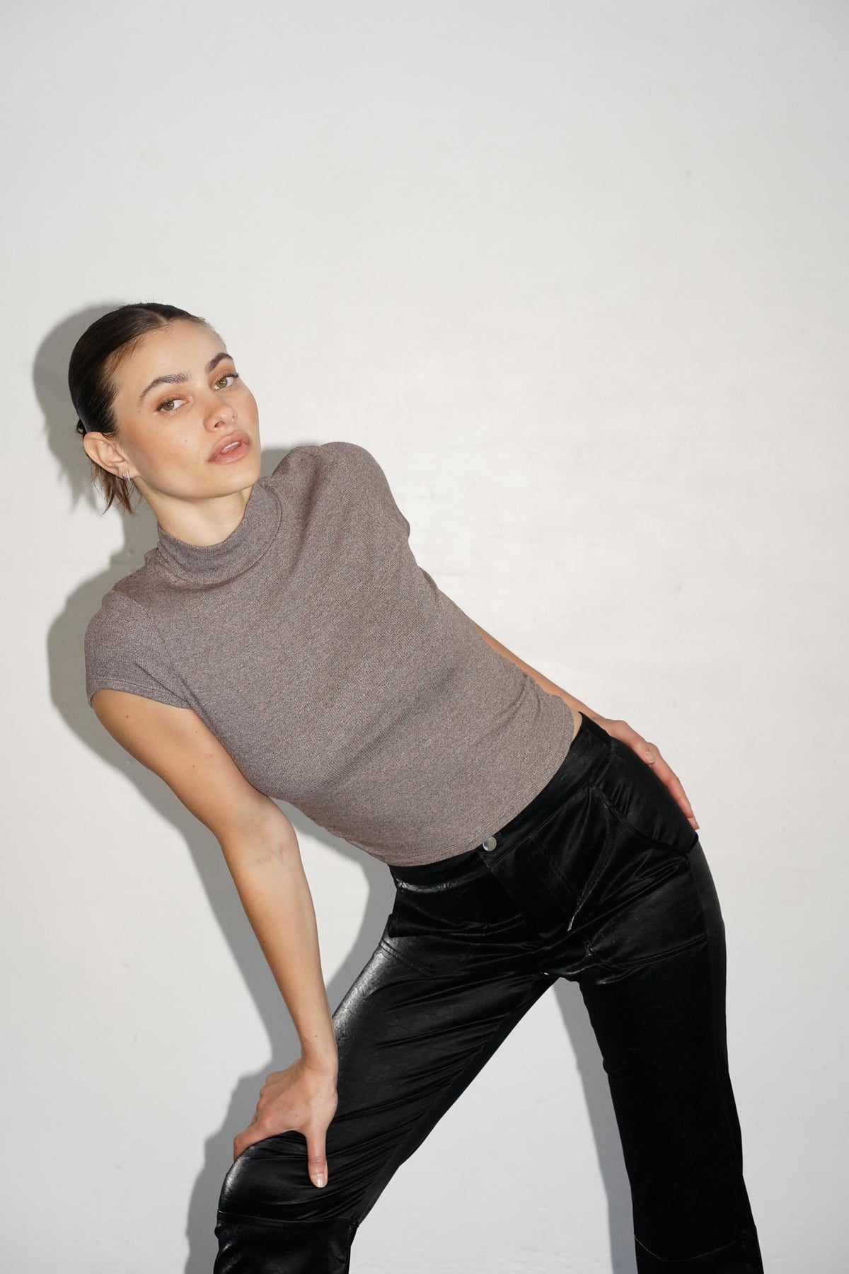 LNA Zelie Mock Neck Rib Top