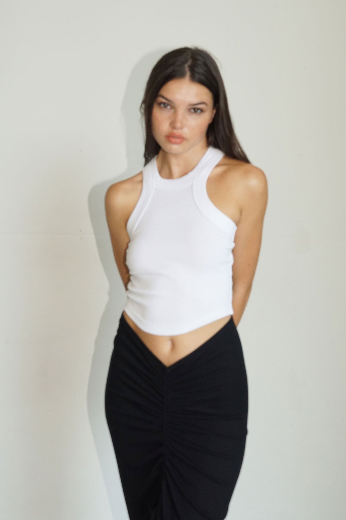 LNA Detra Cropped Tank Top in White