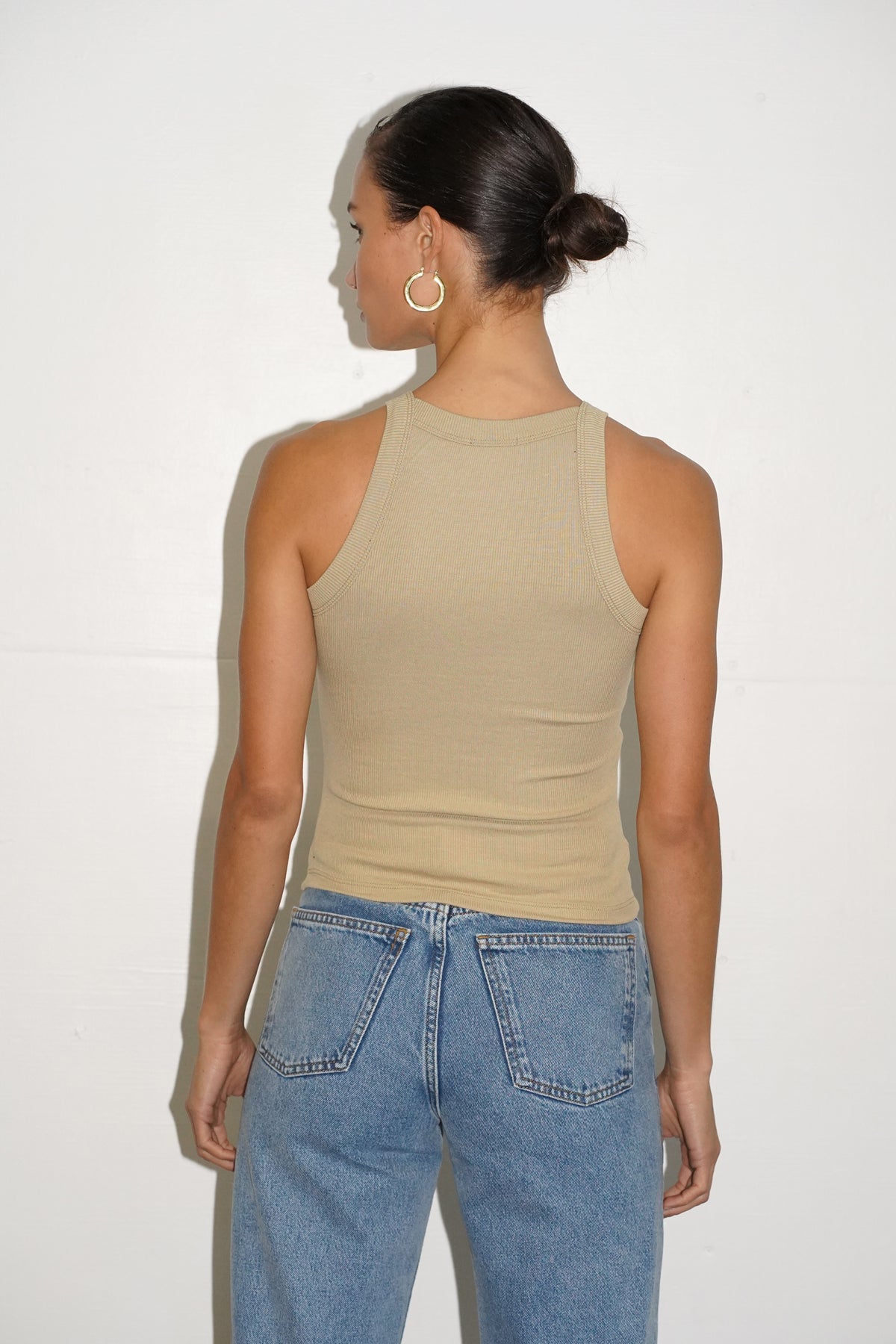 LNA Ribbed Dylan Tank in Pale Khaki